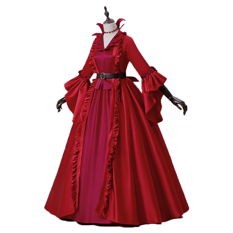 Robe Rouge de Style Européen avec Chaussures et Perruque pour Femme, Costume Cosplay de ixd'Halloween