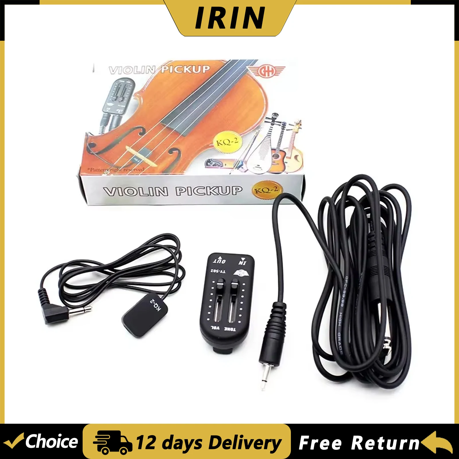 IRIN KQ-2 Guitar Pickup Piezo Contact Pickup With Tone Volume Controller Audio Cable High Sensitivity Pickup Guitar Accessories