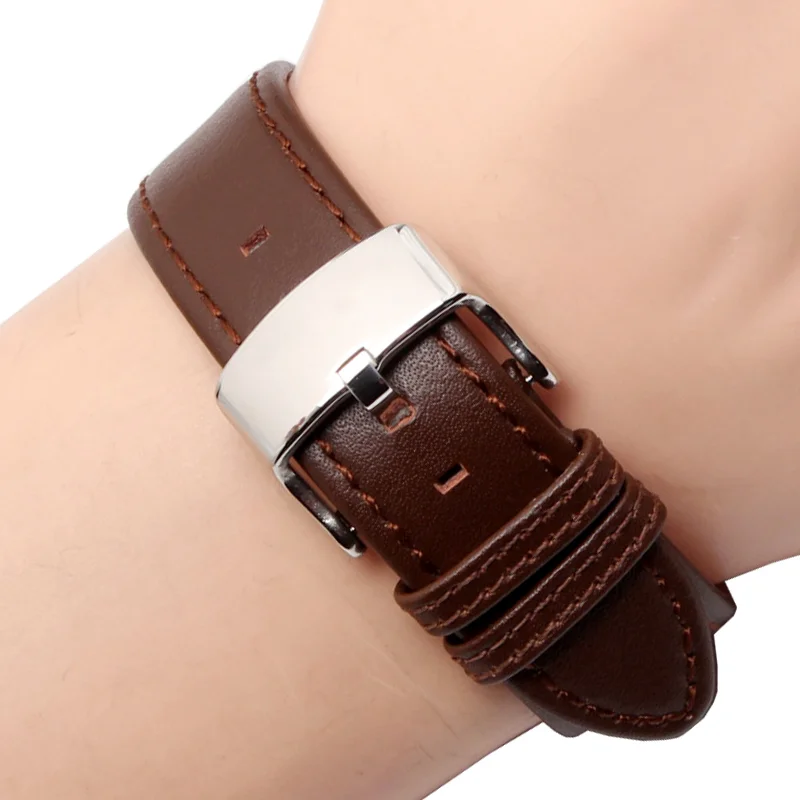 Curved Convex Interface Steel Butterfly Buckle Waterproof Wrist for Swatch Yts401/402403g Genuine Leather Cowhide 20mm Watchband