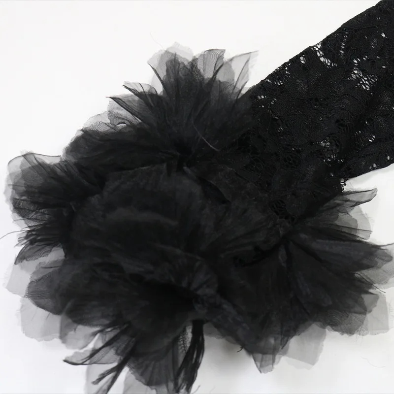 ชุดเดรสสั้นแขนยาวผ้าลูกไม้ซีทรู คอทรงกลม ชายระบาย สำหรับงานปาร์ตี้และคลับ รุ่น GUWU