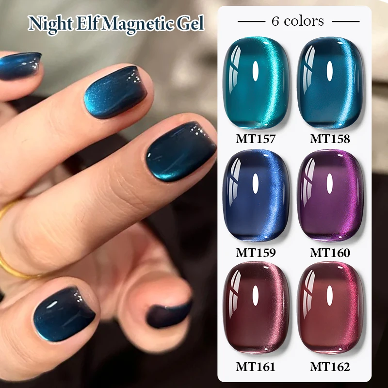 

6 Colors Cat Magnetic Gel Polish Purple Blue Glass Bead Effect Semi Permanent Soak Off UV Gel Varnish Nail Art Decorations DIY
