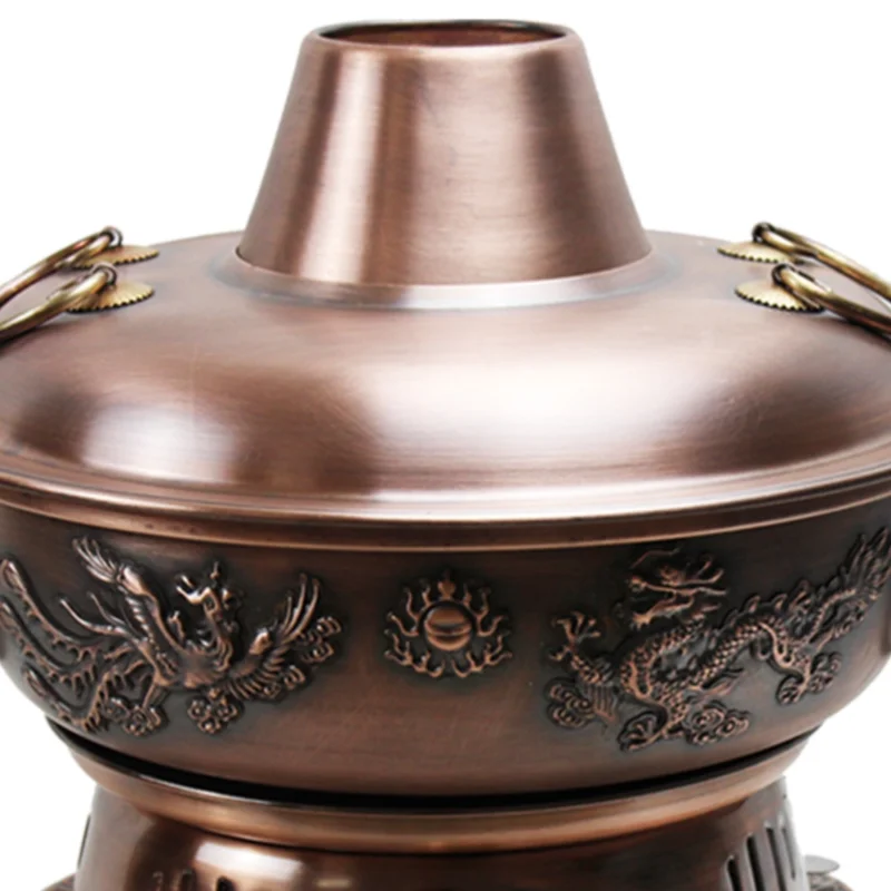 Hot pot pure copper old-fashioned thickened plug-in carbon and carbon dual-purpose copper hot pot merchant mandarin duck