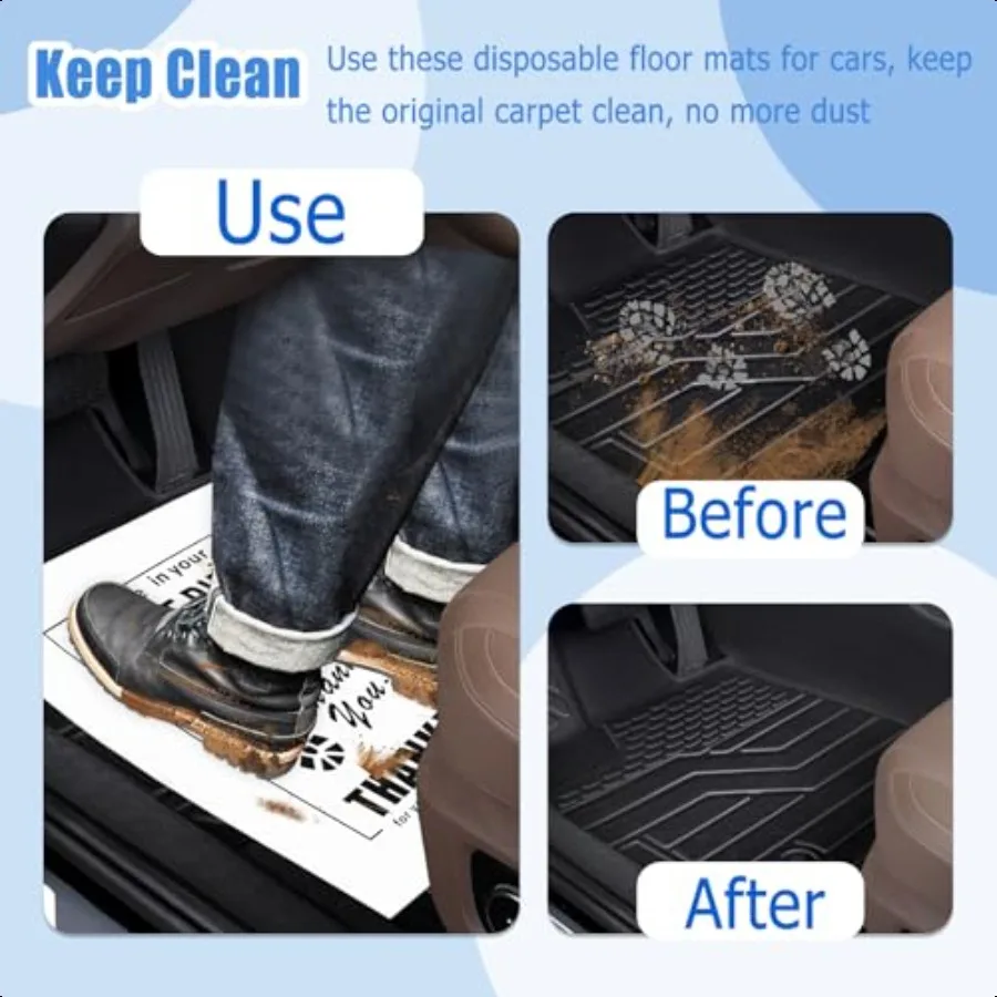 12PCS Paper Floor Mats for CarsThickened Papers Mat for Car Detailing with Thoughtful Slogans Cute Patterns Universal  Car Floo