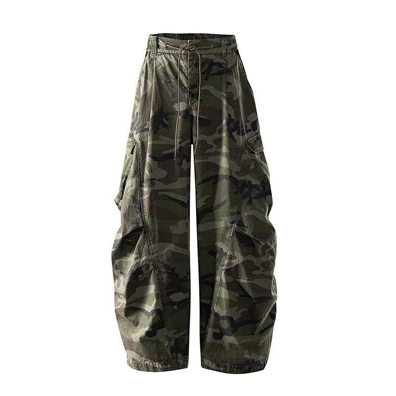 

100% Cotton American Retro Men's Heavyweight Large Pocket Camouflage Work Pants Outdoor Hiking Kukri Pants Functional Trousers