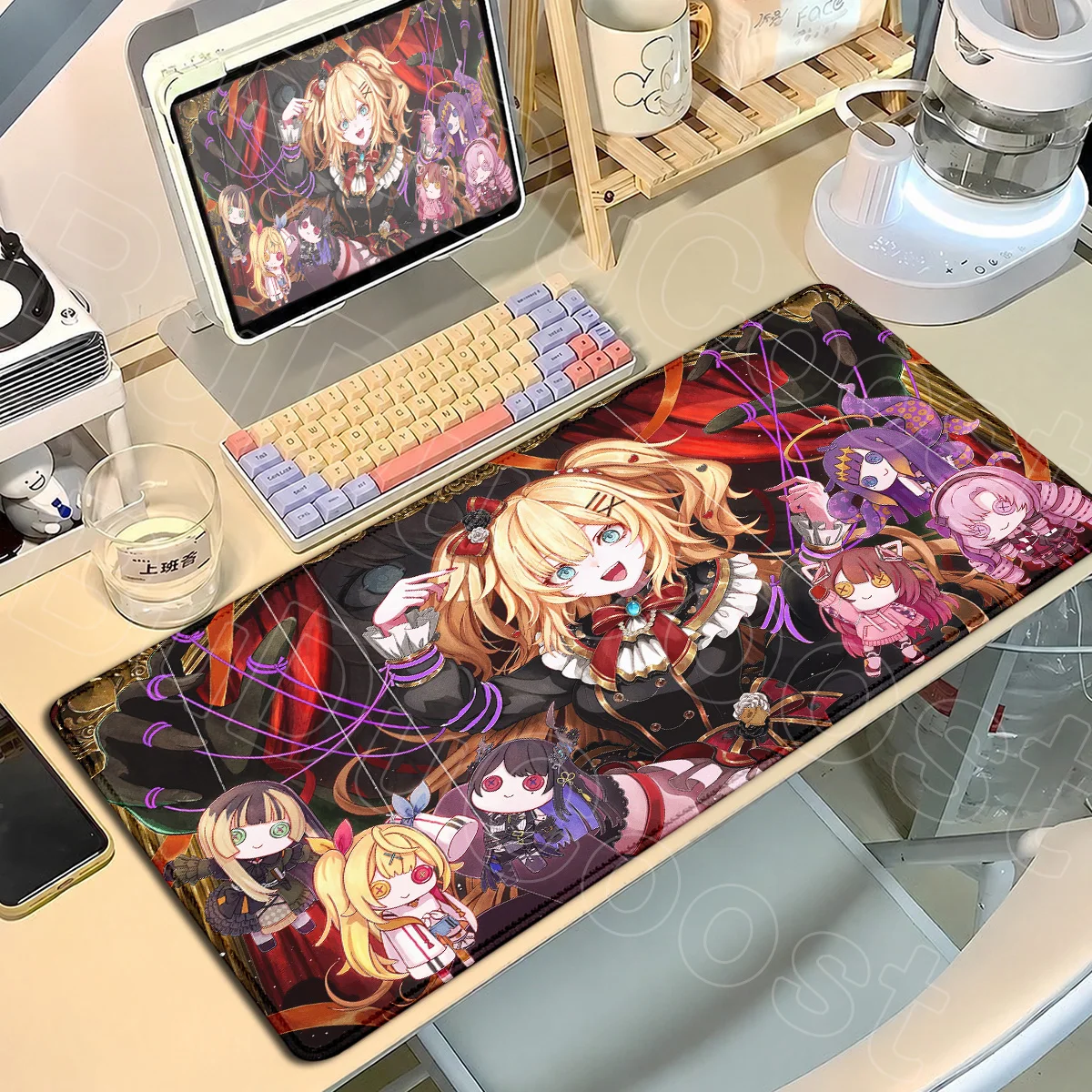 Hololive Kawaii Girl Akai Haato Mauspad Laptop Tastatur Tischdekoration XXL Anime Mauspad mit genähtem Rand Gummi-Zubehör – Detail 9