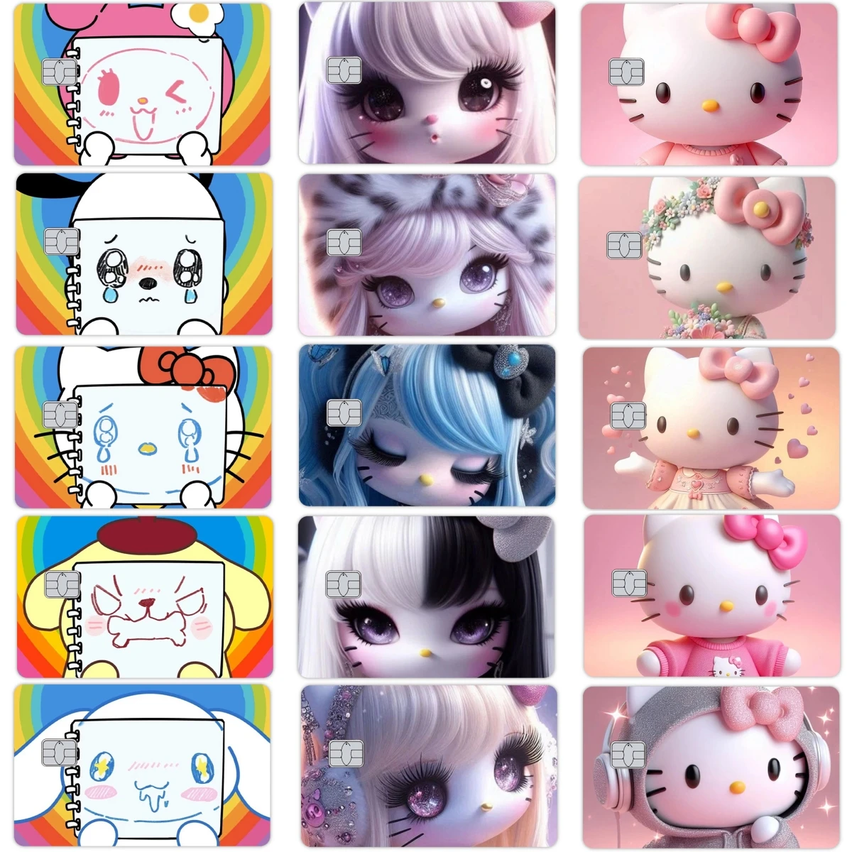 

Kawaii Hello Kitty Pochacco Cinnamoroll аниме дебетовая кредитная банковская карта наклейки на кожу пленка для автобуса Visa банковская карта водостойкая наклейка