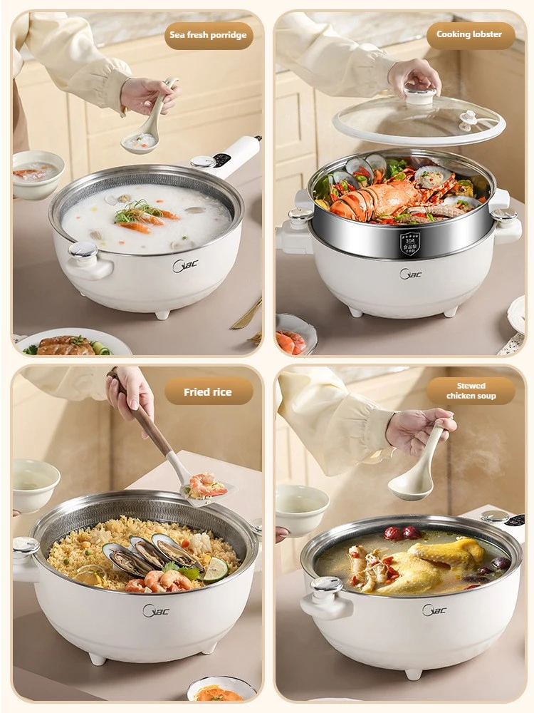 304 Stainless Steel Electric Frying Wok Multifunctional Cooking Pot Home Appliance 5.2L/6.2L Micro Pressure Integrated Pot 220V