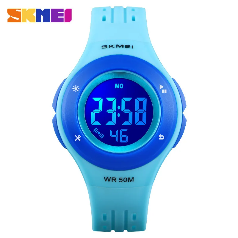 Skmei Multi-Functional Colorful LED Light Children's Watch Sports Waterproof Exquisite Japan Station Watch