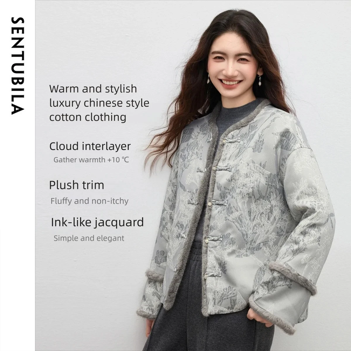 

Women's Parkas Short Jacket Chinese Traditional Style Cotton Padded Coat Outerwear 2025 Warm Clothes with Furry Edges For Lady