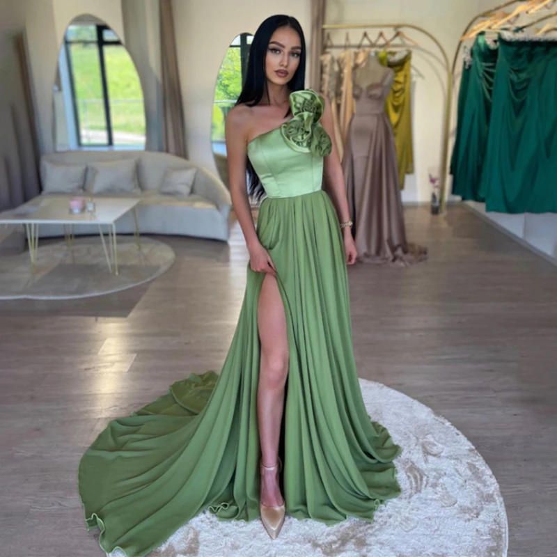 Off Shoulder Satin Prom Dress A-Line Sleeveless Long Evening Dresses Sexy Side Split Backless Zipper Formal Party Gowns 2025