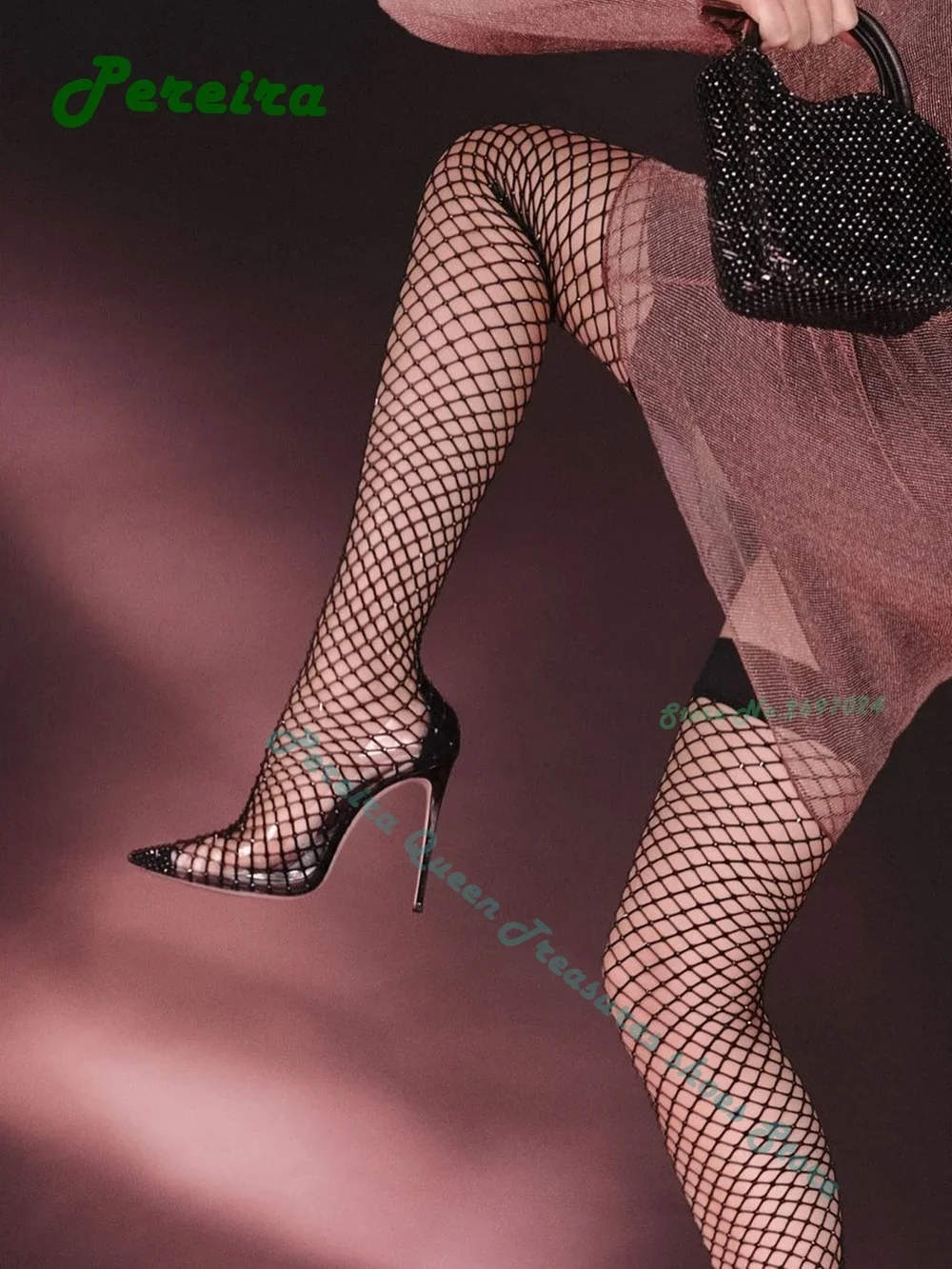 Air Mesh Black Hollow Sandals Summer Pointy Toe Bling Stiletto Heels Women's Sandal Boots 2025 New Sexy Party Shoes Big Size 46