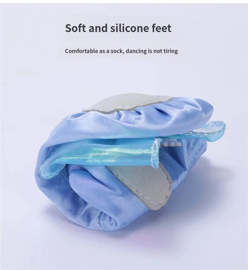 Blaue Satin-Ballettschuhe für Mädchen mit Lieblicher Eisnetz-Großer Schleife Bühnenauftritt Tanzschuhe 8128 – Detail 6