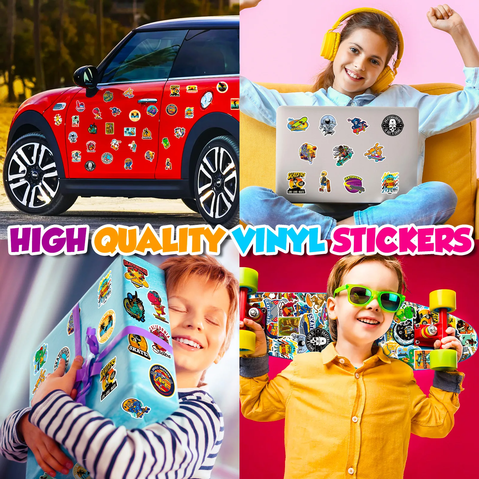 50 PCS Skateboard Sport Stickers DIY For Laptop Guitar Water Bottle Bike Anime Cartoon Graffiti waterproof ticker Toys