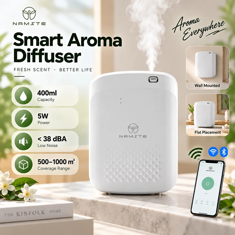 NAMSTE New Electric Aroma Diffuser Bluetooth 1000m³  Diffuser Essentail Oil  Aromatherapy Machine Device Electric Aromatic Oasis