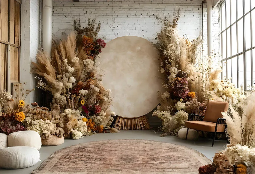 Мехофонд фон для фотосъемки в помещении в стиле бохо пампасная трава для девочек на день рождения, вечеринку для беременных, портретное окно, винтажный декор, фон