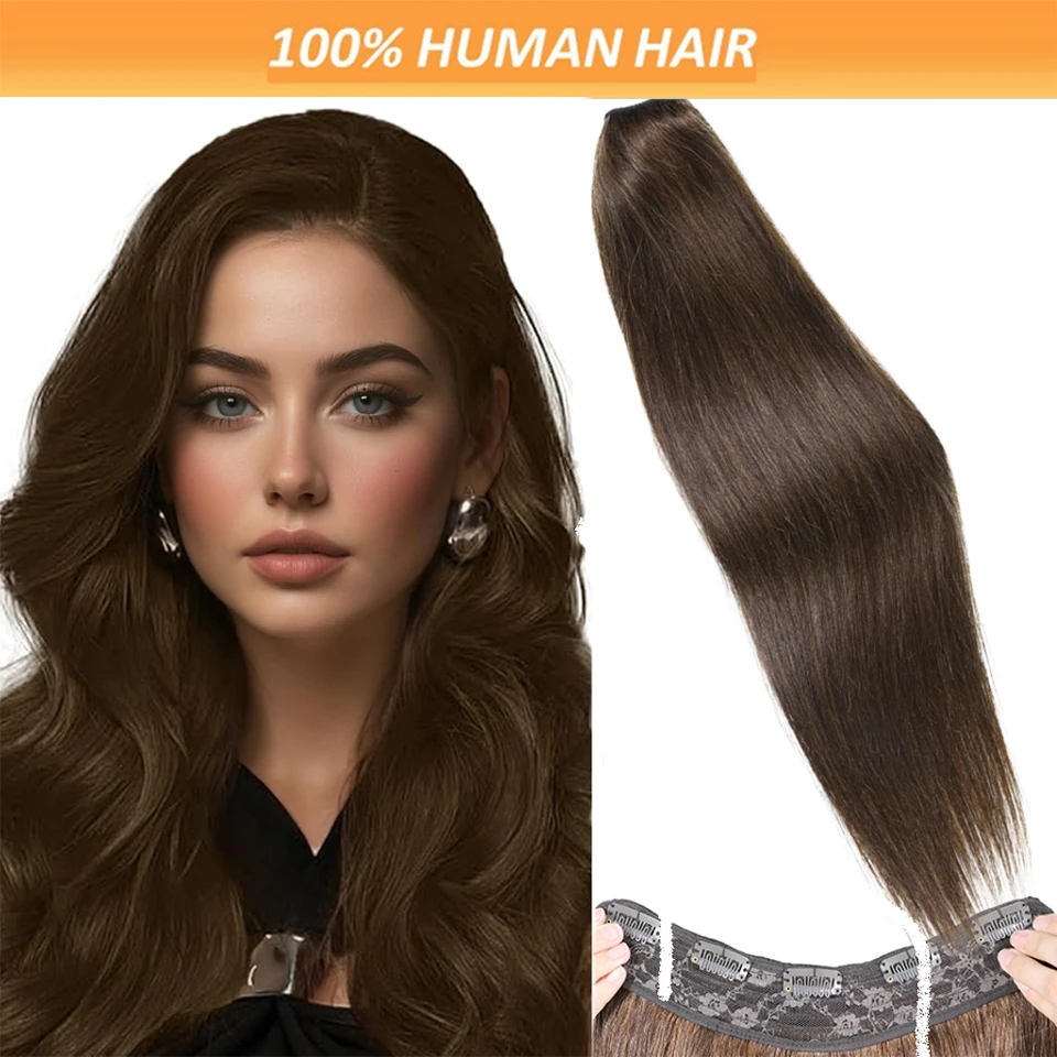 #4 Straight Clip In Hair Extension Human Hair Brazilian Clip In 5Pcs/Set Full Head Remy Hair Soft Feel Hair for Women