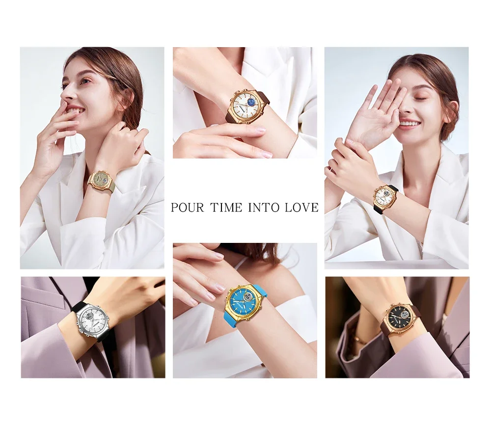 ساعة SANDA الجديدة SD9103 للسيدات مع شاشة مزدوجة رياضية متعددة الوظائف مقاومة للماء وإضاءة ليلية إلكترونية