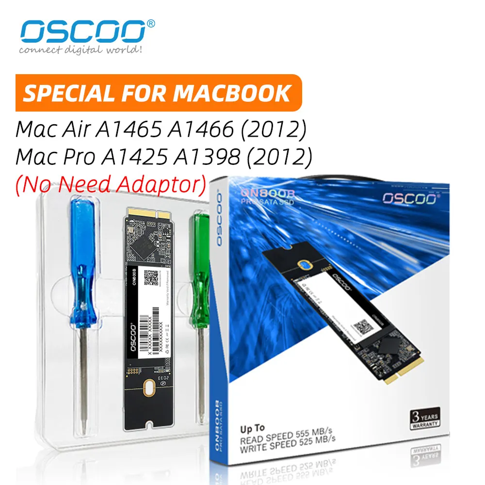 Disco Duro ON800B SSD 128GB 256GB 512GB 1TB para Macbook 2012Air A1465 A1466 2012Pro A1398 A1425 Apple Macbook 3D TLC SATA3