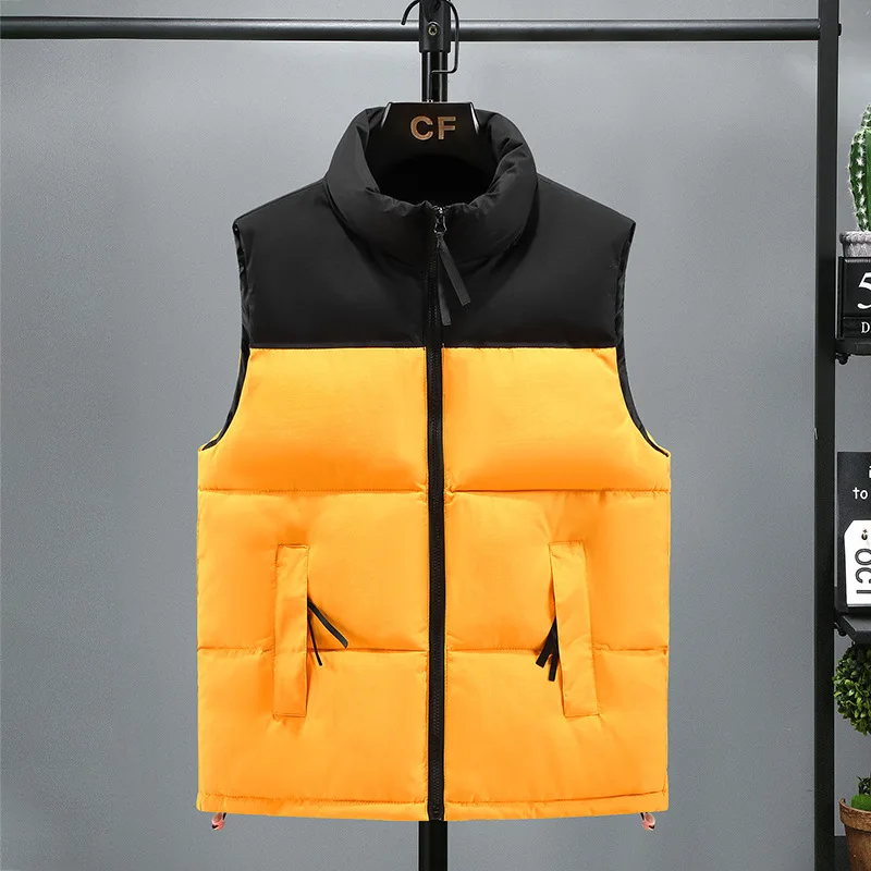 

2024 Men's Autumn and Winter New Stand Collar Color Matching Vest Man Fashion Dual-Color Patchwork down Cotton Vest