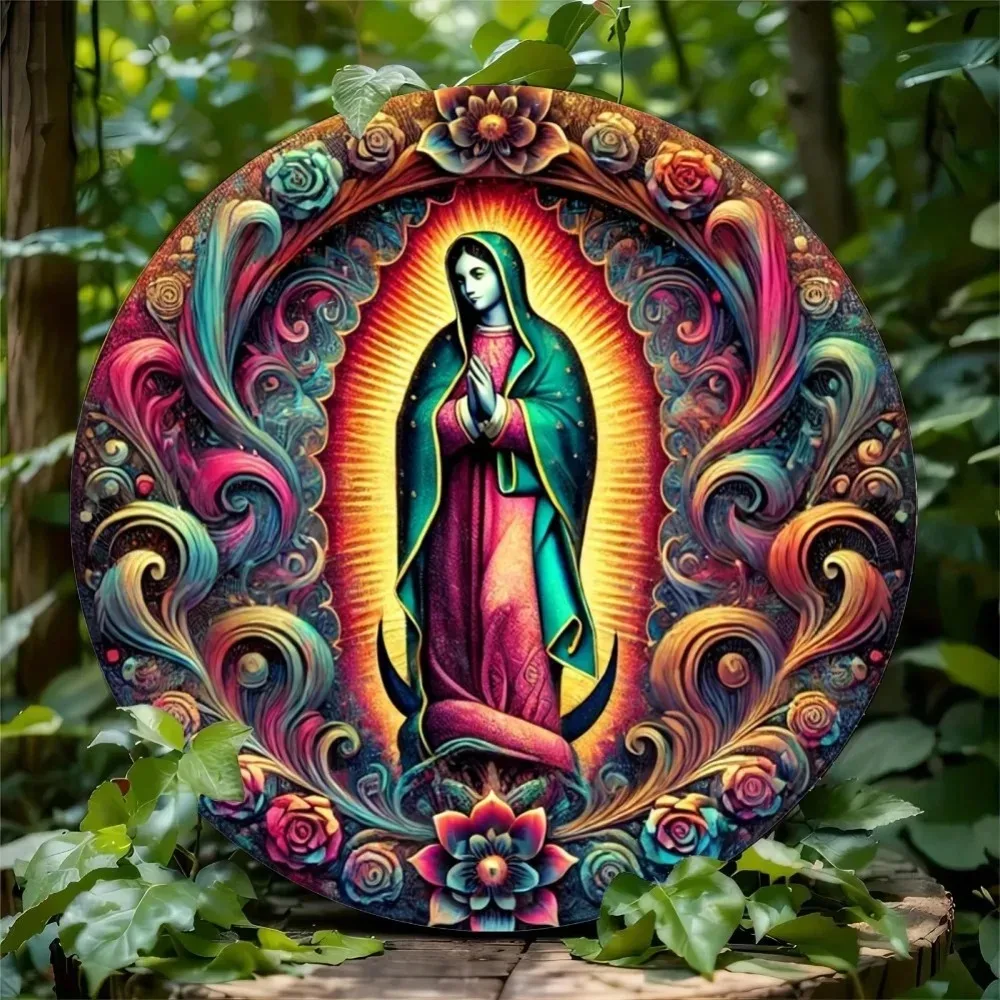 Mary Mother Guadalupe Metal Wall Art - Weatherproof Outdoor Decor for Home Garden Patio