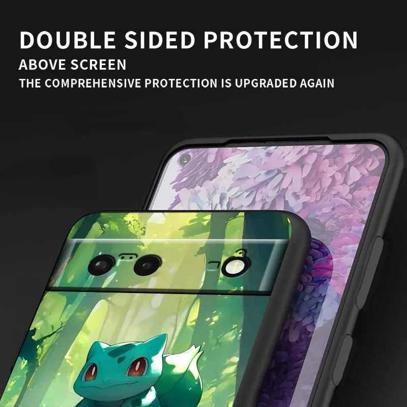 Anime P-Pokemons Cute For Google Pixel 9a 9 8A 8 7 7A 6 6A Pro XL 2024 5G Black Soft TPU Silicone Cover Phone Case