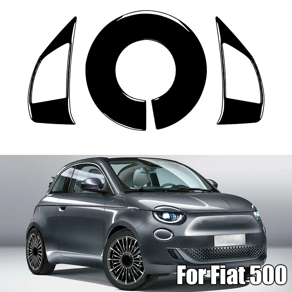 ABS Steering Wheel Decorative Sticker Panel for Fiat 500 Models 2008 through 2023 and 595 Years 2012 to 2015 Package of 3