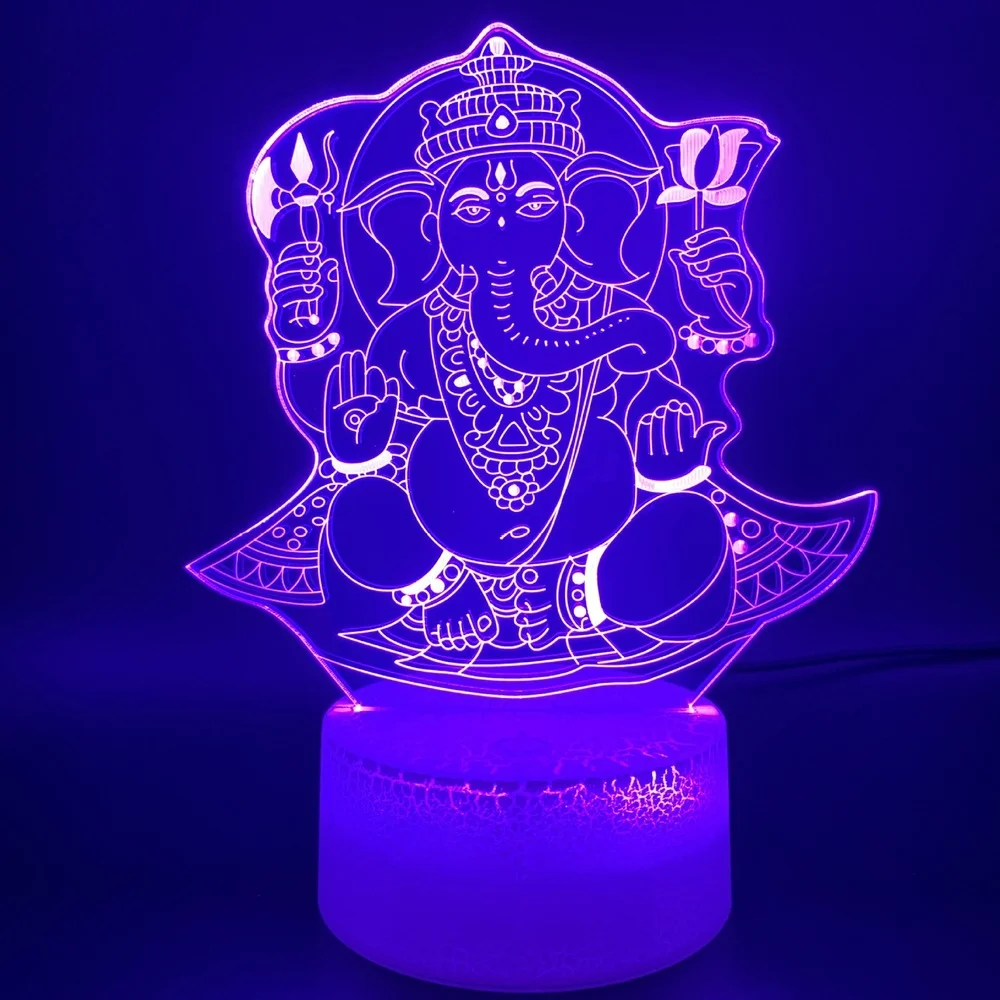 Nighdn luz nocturna Led para niños, lámpara de ilusión 3D, elefante, Buda, 7 colores cambiantes, decoración de la habitación del hogar, regalos de cumpleaños