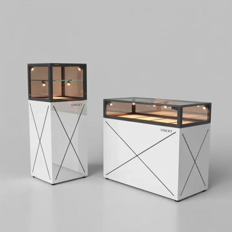 custom.Customized Front Counter Display Stands Luxury Jewelry Kiosk Display Showcase Retail Store