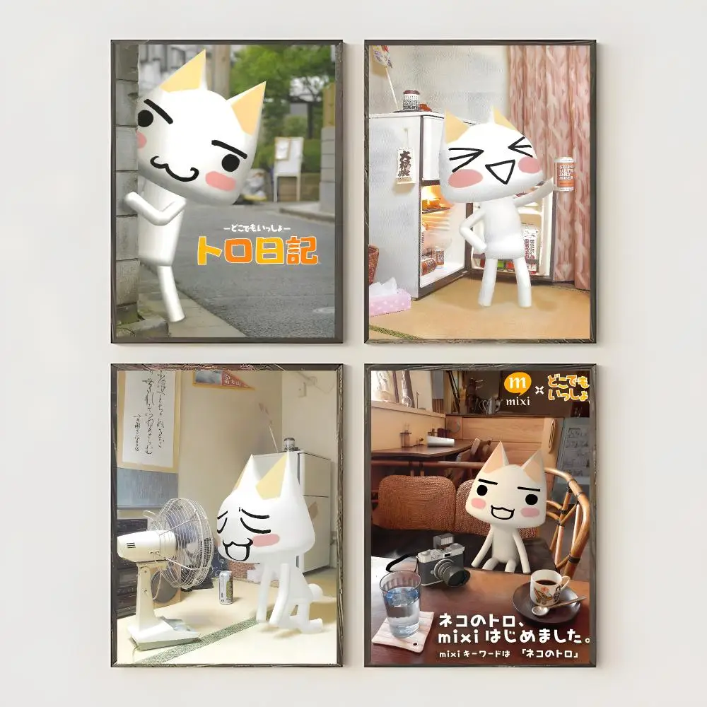 I-Inoue Toro CUTE Cat Anime Poster Waterproof Canvas Art Wrinkle Free Wall Hanging For Home Living Room Bedroom Decor