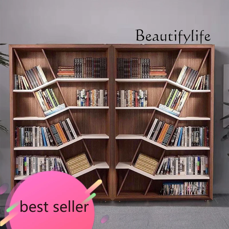 

F Italian Light Luxury Solid Wood Bookcase Combination Simple Study Multi-layer Bookshelf Bookcase Storage Cabinet Luxury
