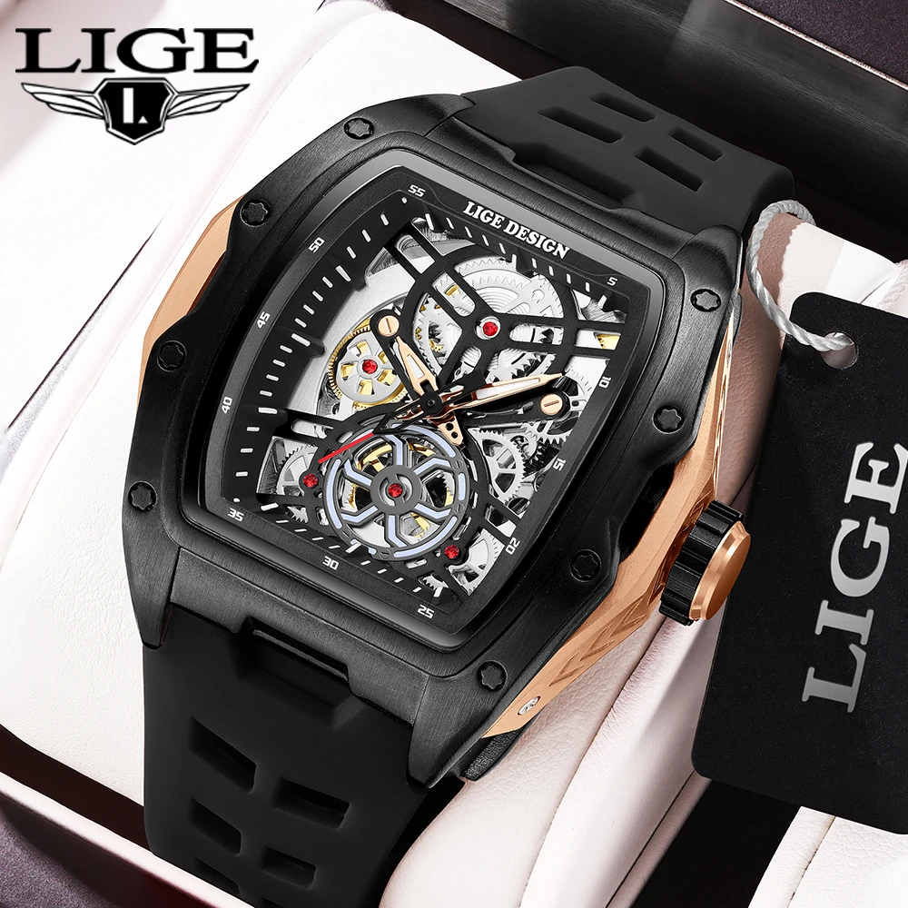 

Новые часы LIGE, мужские механические автоматические часы-скелетоны, лучшие брендовые роскошные светящиеся водонепроницаемые часы 30 м для мужчин, reloj hombre