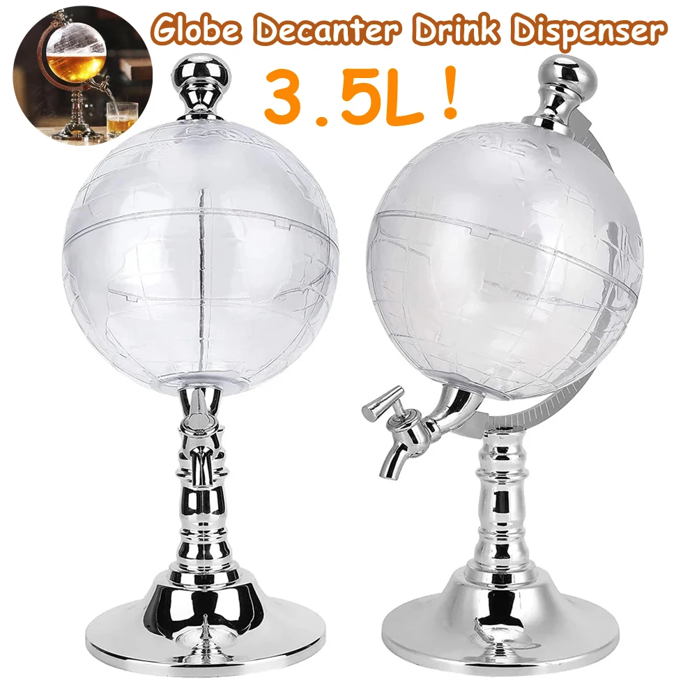 3.5L Whiskey Decanter Globe Dispenser,Rum Scotch Decanter,Beer Tower Alcohol Drinks Liquor Globe Dispenser Decanter for Home Bar