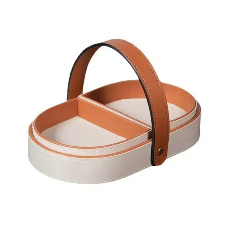 Premium light luxury leather tray dining table entrance coffee table key storage tray sundries storage box