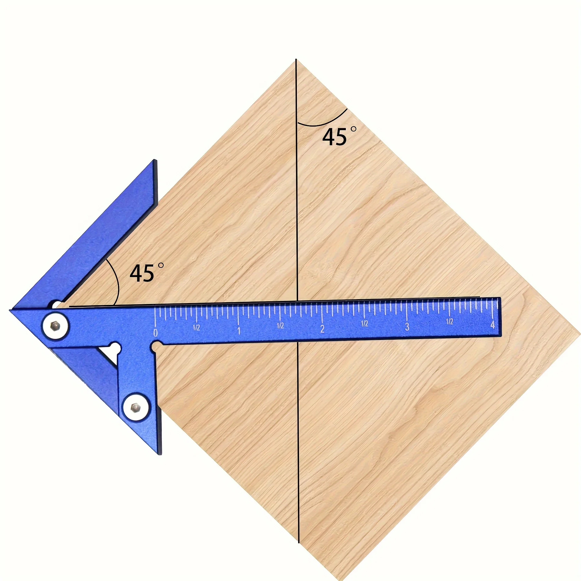 1Pc Triangle Ruler Scriber Gauge Center Scribe Measuring Tool Aluminum Alloy Center Finder Woodworking Line Caliber Gauge 45/90D