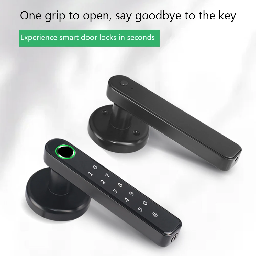 Indoor Bedroom Hotel Apartment Biometric Digital Lock Fingerprint Passwords Intelligent TTLock  BLE Smart Metal Handle Lock