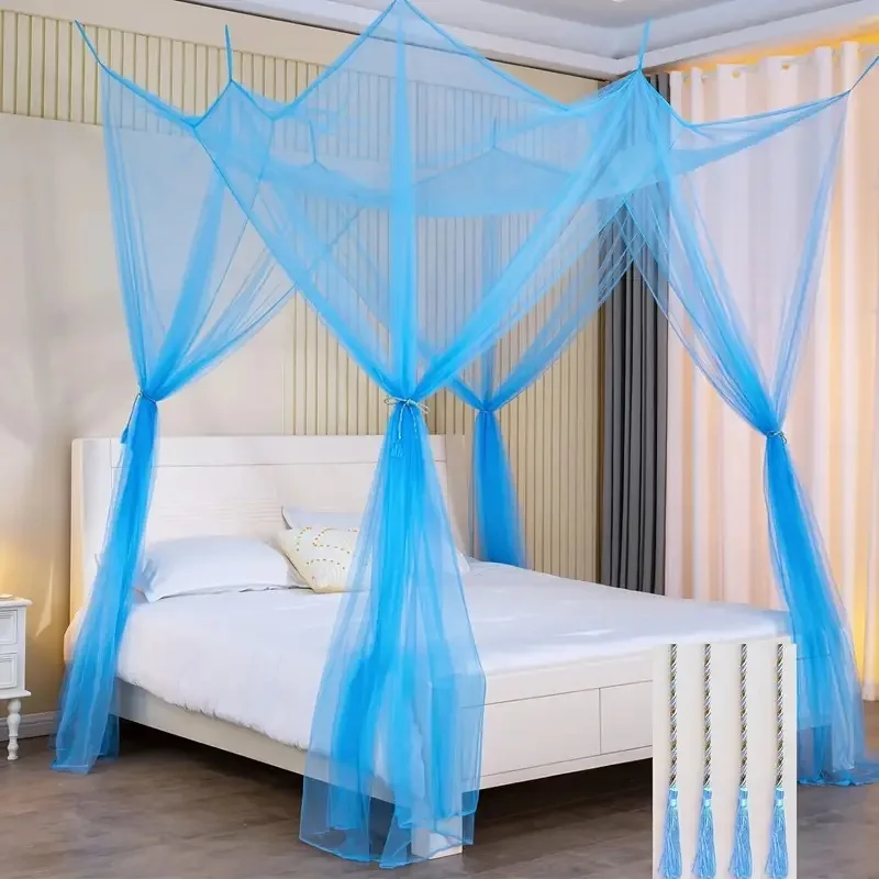 Sexy Mosquito Net Palace Four Door King/Queen Double Size Home Single Bed Prevent Insect Outdoor Square Grace White Canopy Net