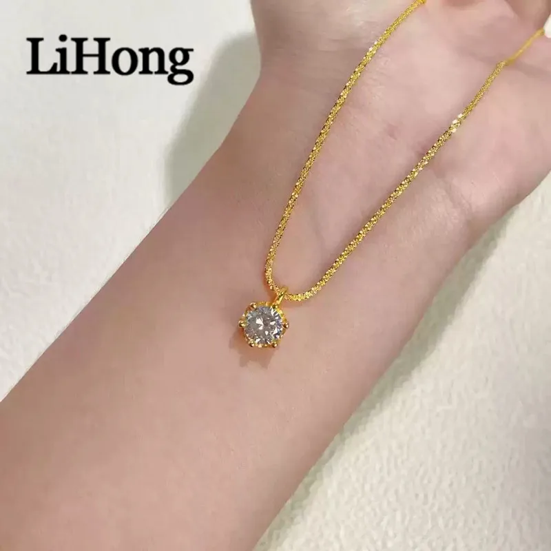 Moissanit 925 Halsketten für Frauen Einzigartiges Design Funkelnde Blumenkohl-Kette mit Diamant-Anhänger Zierlicher Partyschmuck Geschenk – Detail 3