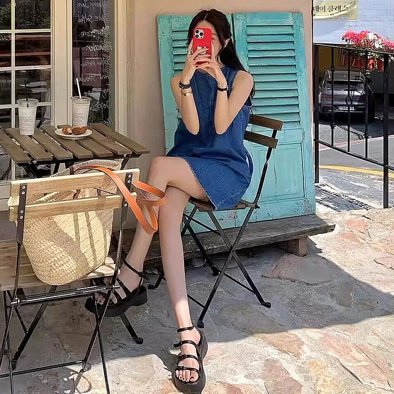 Vestido informal de verano de Color puro para mujer, ropa de trabajo sin mangas, estilo sin espalda, cintura suelta, Falda co...