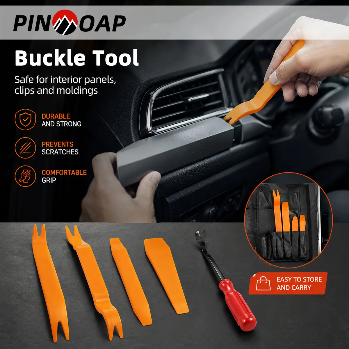 PINMOAP 5PCS Car Fastener Removal Tool Auto Clip Puller Pry Tool Durable Trim Remover For Motorcycle Door Panel Interior Repair