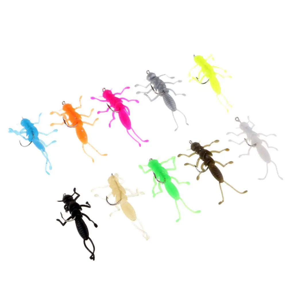 MagiDeal 10pcs Stonefly Nymphs Flies Fishing Lure Soft Rubber Stonefly Bait for Crappie Stripper Trout Colourful Fishing Lures