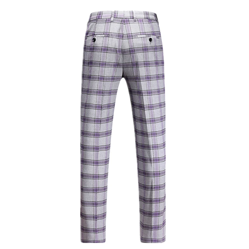 Gray Purple Men\'s Striped Suit Pants Fashion Slim Trousers Wedding Party Dress Pants Men Red Pantalones Hombre 5XL 6XL