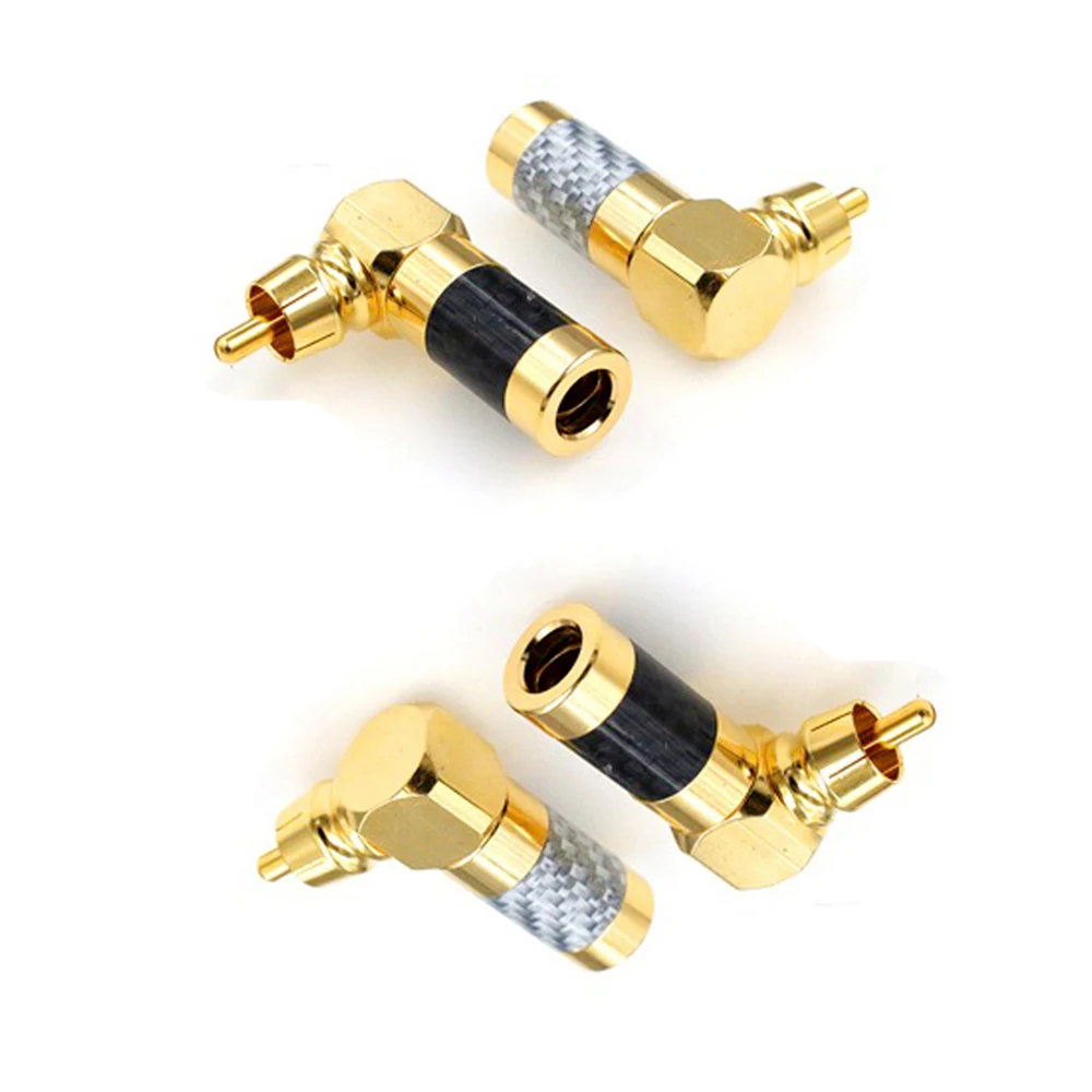 Cable de Audio de fibra de carbono chapado en oro de rodio, Hifi, 4x90 grados, curva DIY, enchufe RCA, alta calidad