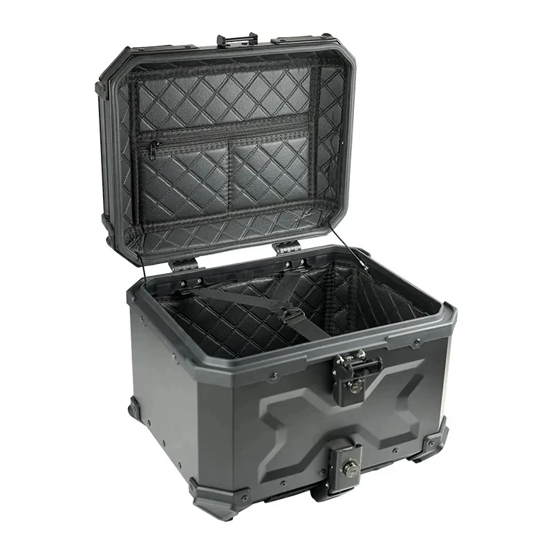 Hongsheng Products All Black 55L-X Quick Tail Box for Motorcycle Waterproof Aluminium Alloy Top Storage Lage Metal Construct