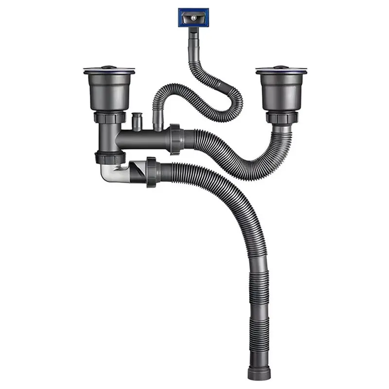 

ABDJ-For Double Sink Drainage Pipe Flexible Expandable Trap For Double Kitchen Sink Retractable Deodorant Sewer Drain Hose Water