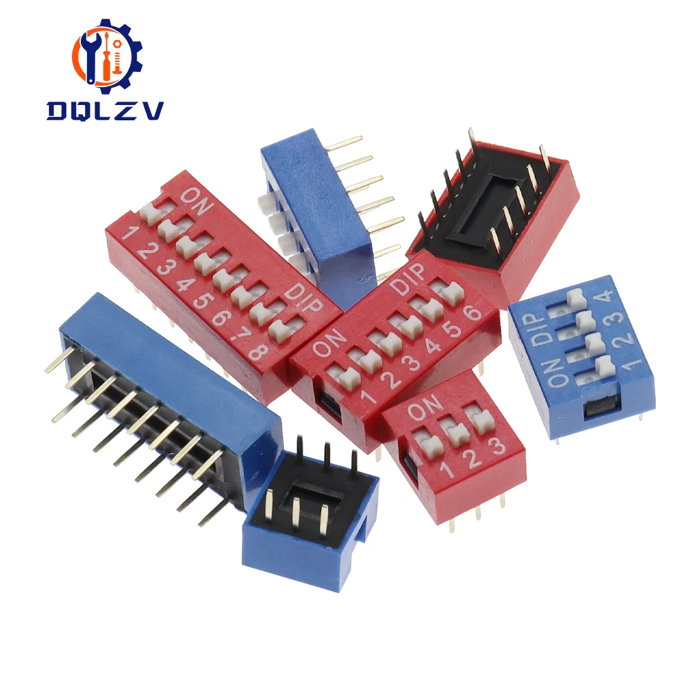 10PCS Slide Type Switch Module 1 2 3 4 5 6 7 8 10PIN 2.54mm Position Way DIP Pitch Toggle Switch Blue Snap Switch Dial