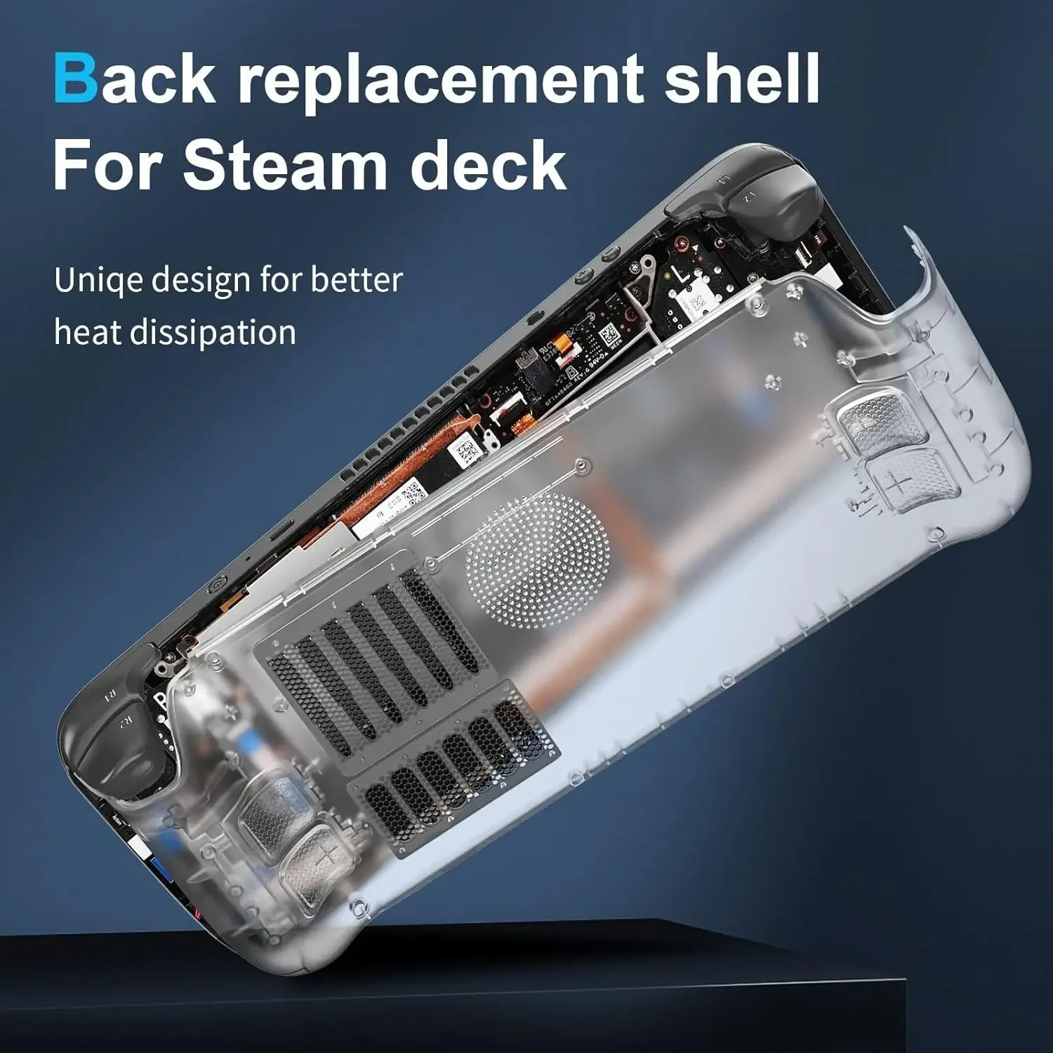 ل SteamDeck هارد شل الغطاء الخلفي التبريد الشفاف ABS + PC مع مجموعة التثبيت قطرة واقية تبديد الحرارة الغبار واقية