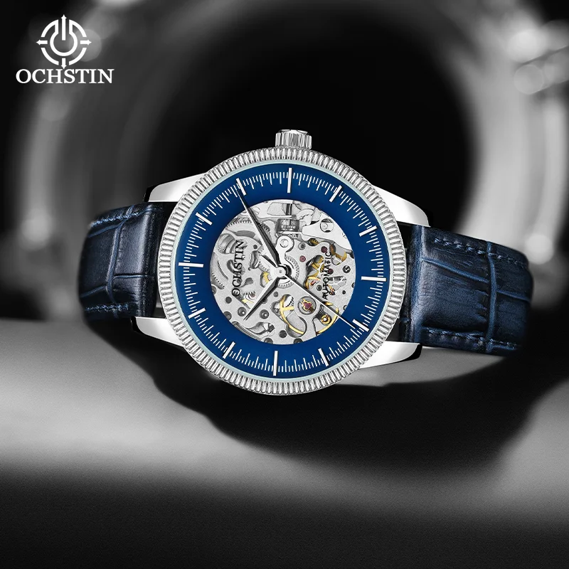 OCHSTIN Men's Self-winding Mechanical Wristwatch Classic Master Collection Man Soft Breathable Leather Band Waterproof Clock