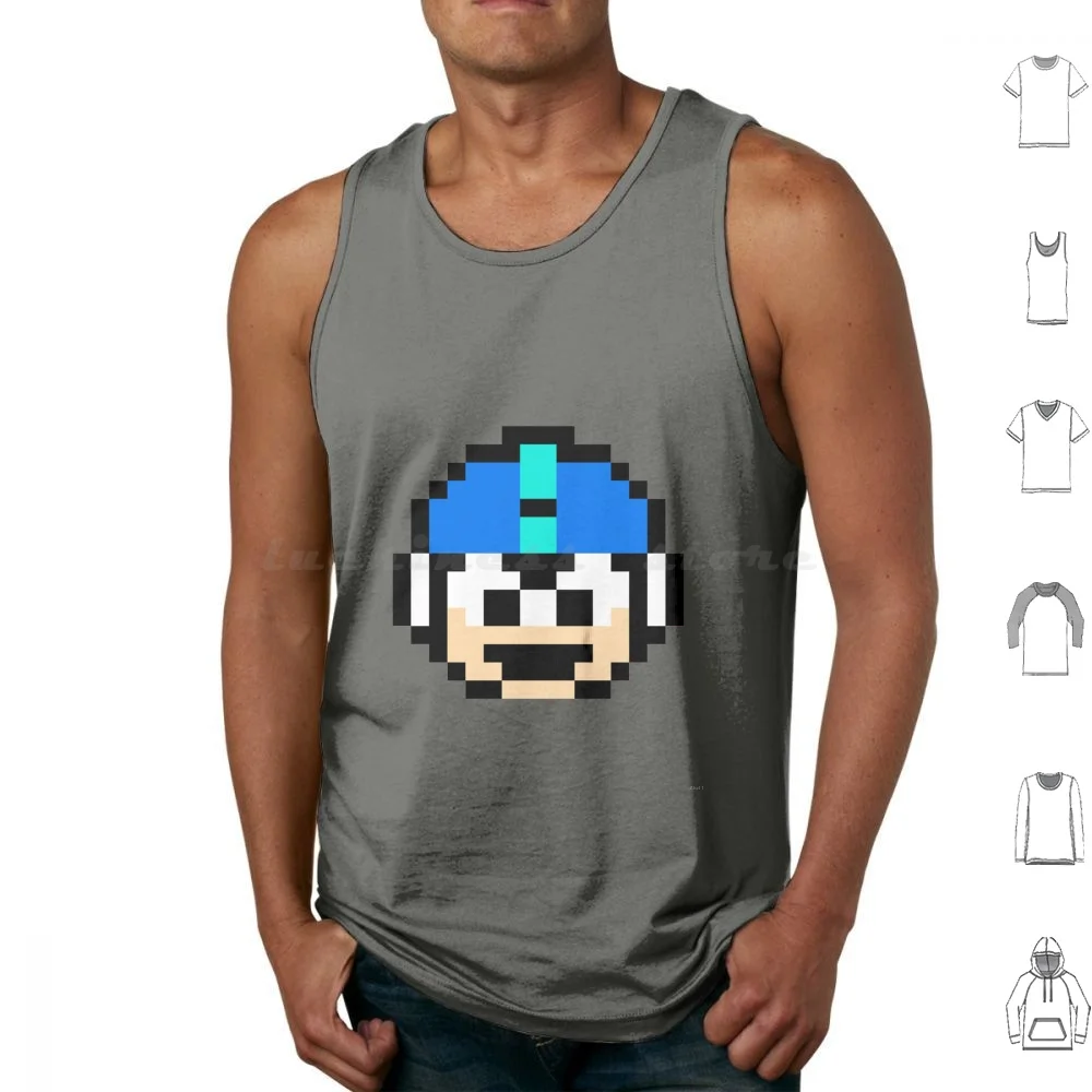 Megaman 1-Up Camisetas sin mangas de algodón estampado Pixelart Megaman 2 Rockman 2 Rockman Megaman Mega Man Gamer Videojuegos Old Gamer Pop