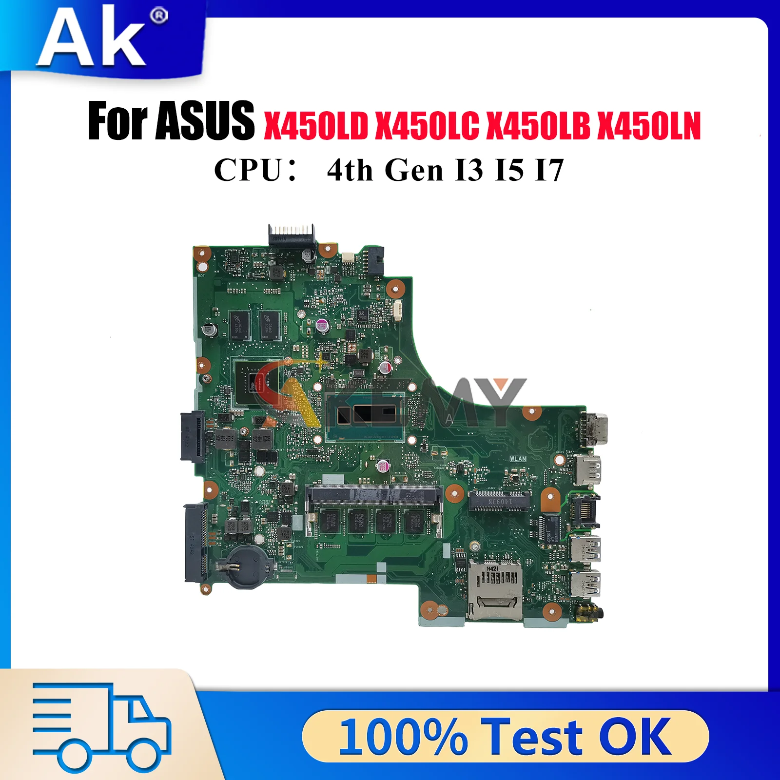 

X450LD Материнская плата для ноутбука ASUS VM480L Y481L X450L W418L K450L R412L R409L X450LD X450LB X450LC X450LN Материнская плата I3 I5 I7 CPU