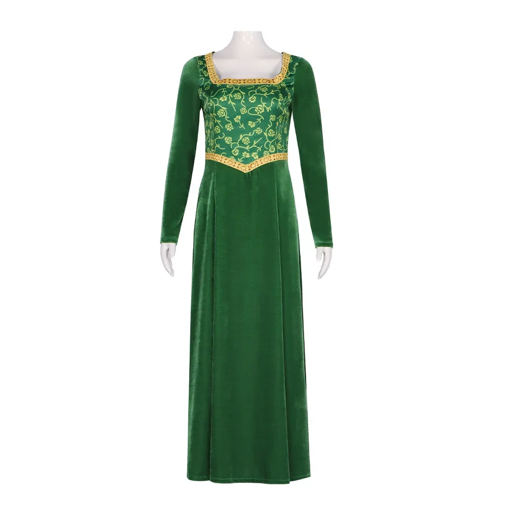 Princess Fiona Dress Shrek Cosplay Costume Dress Outfit Women Cartoon Green Dress for Adult Fiona Costume Halloween Role Play